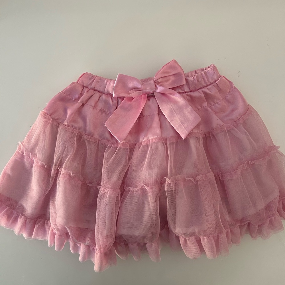 Pink Layered Skirt with Bow